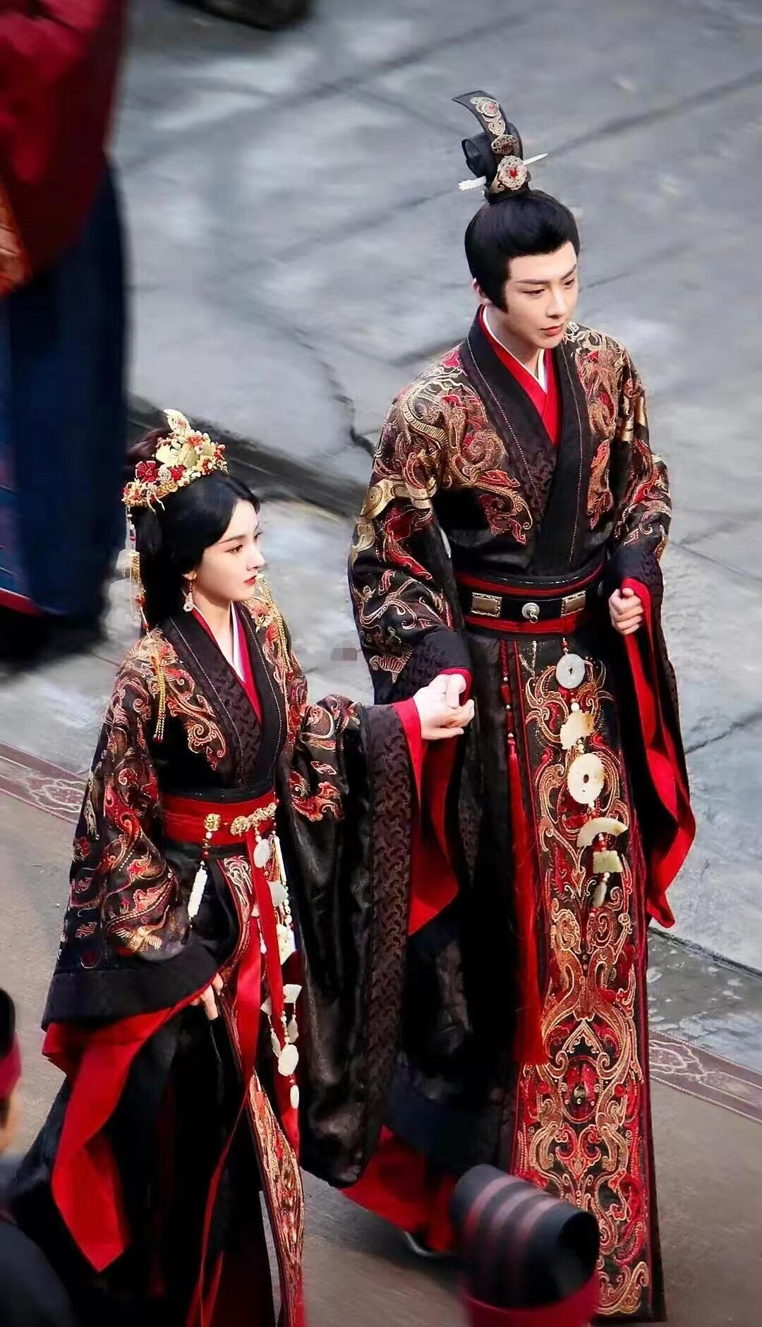 男装秦朝汉代婚礼服楚汉汉服黑红婚服影视剧新款折腰
