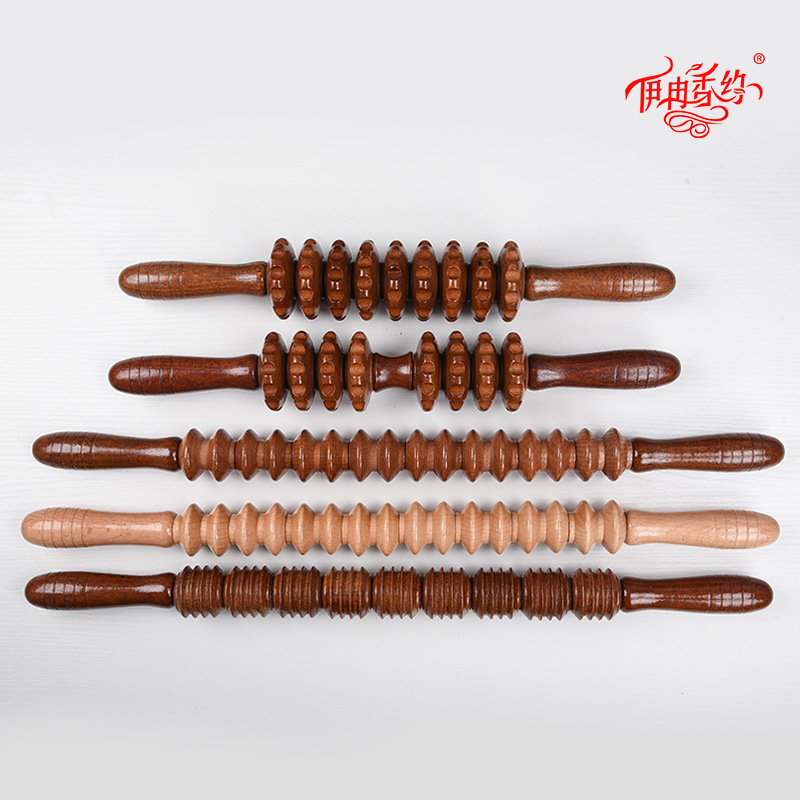 瑜伽黄色酒红色经络棒滚轮棒淋巴