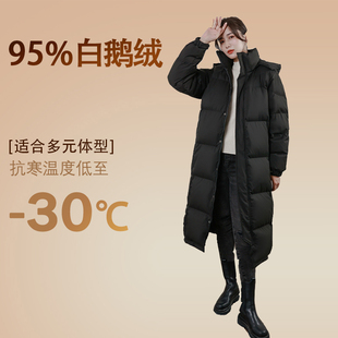 过膝加厚冬季 95%白鹅绒羽绒服男女超长款 BOBBY 黑色外套 BIZZ
