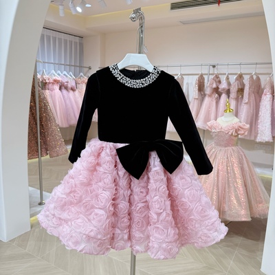 儿童礼服短款女童生日公主裙长袖