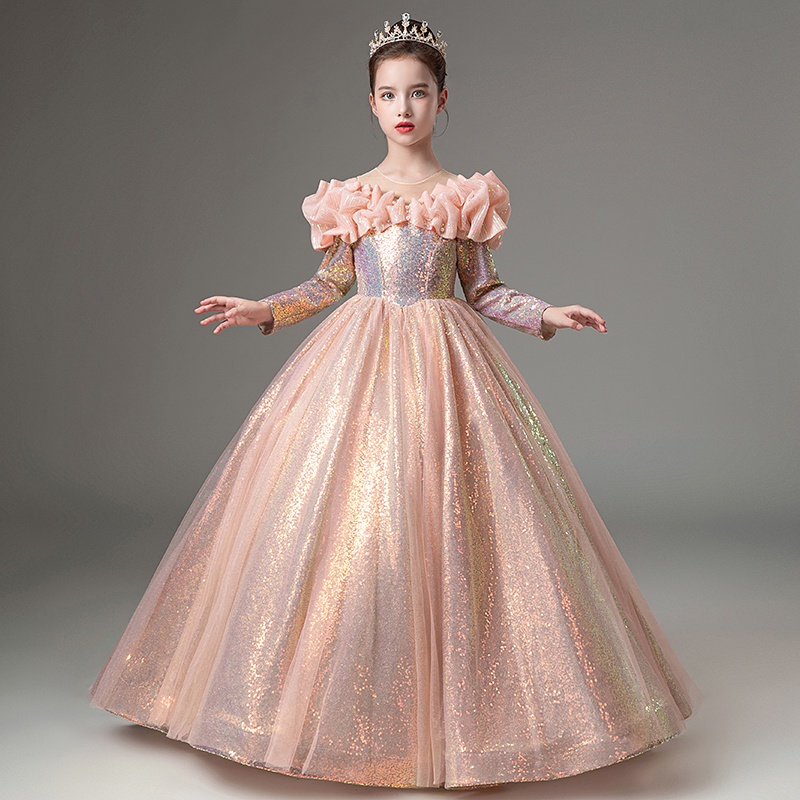 酷馨妮晚礼服女童亮片高端公主裙