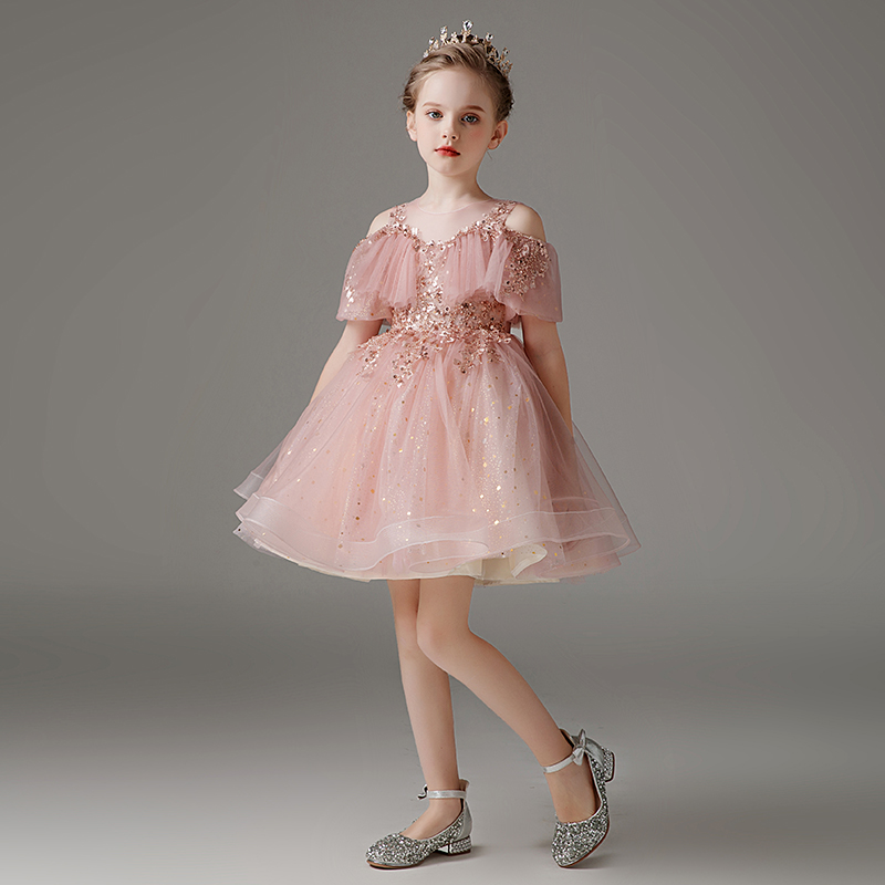 酷馨妮礼服女童洋气一字肩公主裙