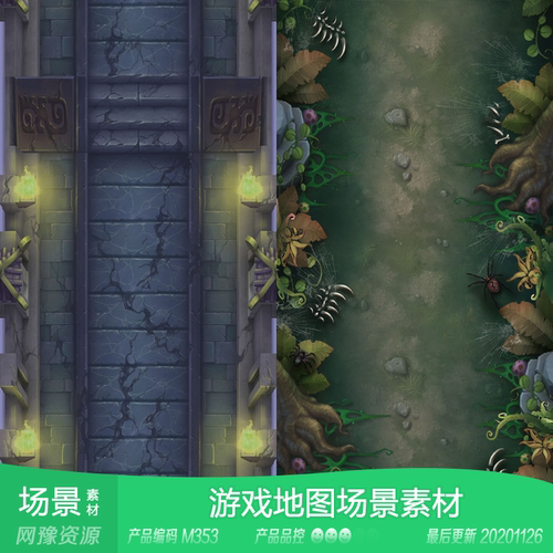 网豫素材M353 魔幻卡牌竖版副本游戏场景新品 网页手机游戏素材