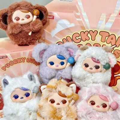 新品PUCKY敲敲木鱼系列毕奇搪胶毛绒挂架盲盒玩具礼物挂娃娃