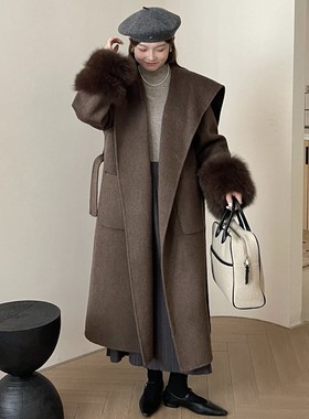 2025秋冬新款双面羊绒大衣女中长款韩版宽松显瘦羊毛呢外套双面毛