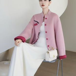 2025秋冬新款新中式国风双面羊绒大衣短款外套百搭时尚羊毛呢外套