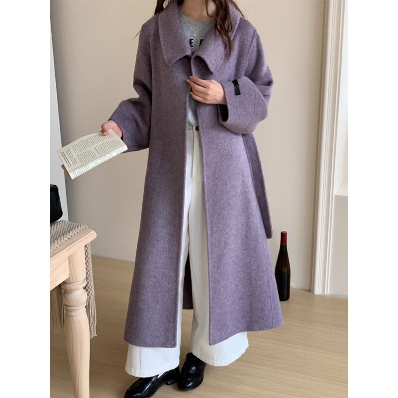 2025设计感韩系双面羊绒大衣女高级宽松中长款羊毛呢外套秋冬新款