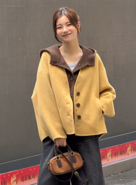 韩版气质连帽背心上衣休闲外套女装2025秋冬新款时尚小个子两件套