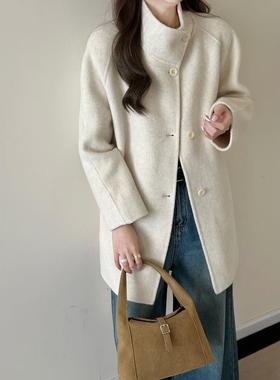 双面羊绒大衣女短款2025秋冬新款韩版宽松显瘦立领小个子羊毛外套