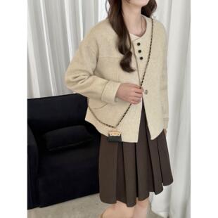 韩版短款小个子双面羊毛大衣女2025秋冬新款宽松显瘦气质毛呢外套