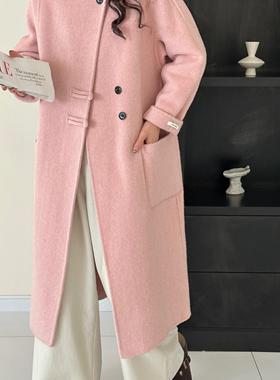 双面羊绒大衣女中长款2025秋冬新款韩版高端宽松国风盘扣毛呢外套