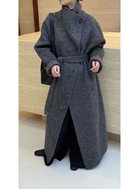 羊毛呢外套加长赫本立领秋冬长款双面羊毛大衣2025款高级韩版气质