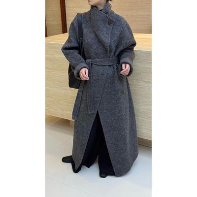 羊毛呢外套加长赫本立领秋冬长款双面羊毛大衣2025款高级韩版气质