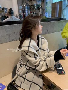 双面羊绒大衣女2024秋冬新款矮小个子短款高端连帽格子羊毛呢外套