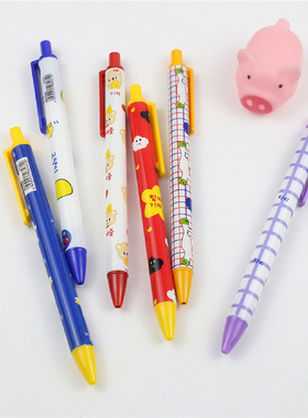 卡通学生刻字笔定制萌熊按动笔0.5黑色学习考试用中性笔可爱水笔