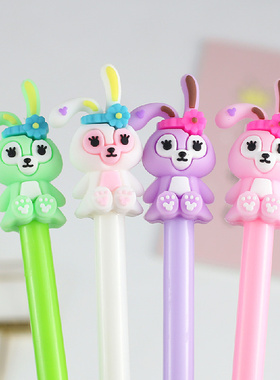 定制兔子笔学生可爱星黛露刻字笔卡通碳素笔学习文具水性笔黑色