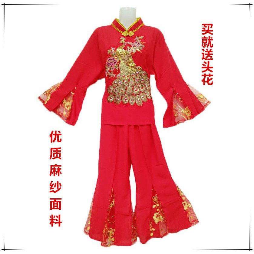 新款现代腰鼓扇子舞秧歌腰鼓舞蹈演出民族锣鼓队服装广场舞表演
