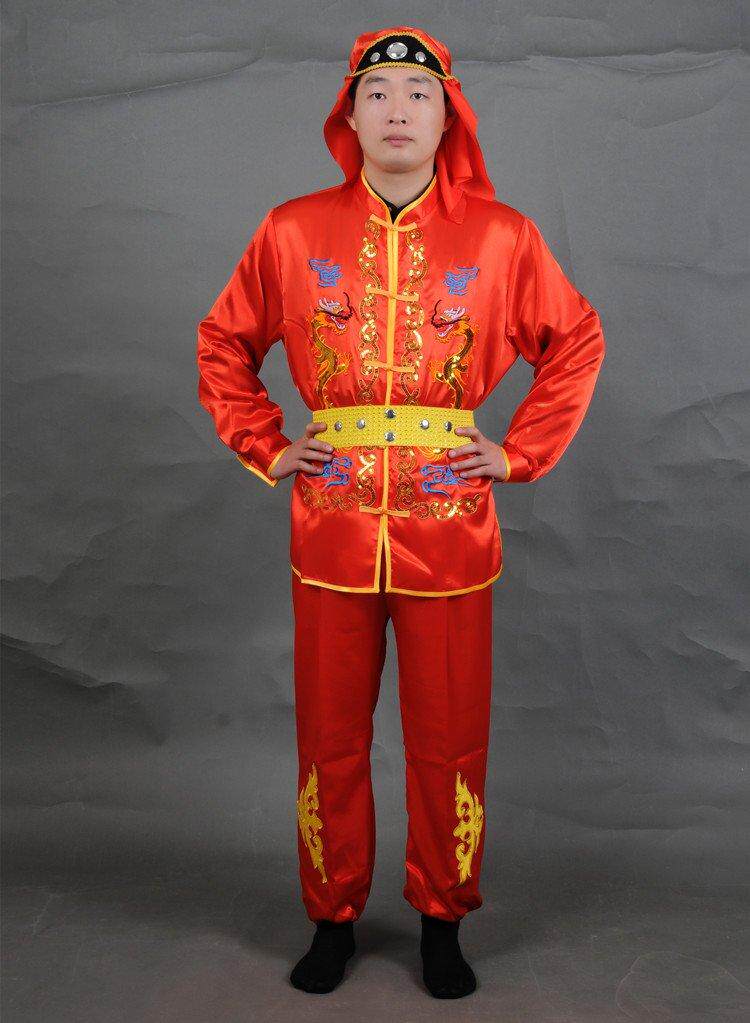 打鼓演出服男士秧歌服舞龙舞狮锣鼓陕北腰鼓民族赛龙舟舞蹈服装
