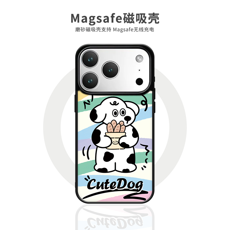 适用可爱卡通斑点狗狗iPhone16/15/14/13/12Pro/Max/plus防摔磁吸新手机壳女苹果17pro原创高级磨砂手机外壳