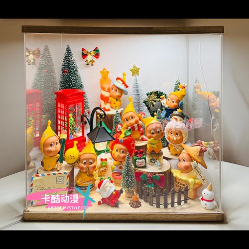 星星人盲盒造景diy泡泡玛特展示柜餐边书柜迷你场景装饰道具
