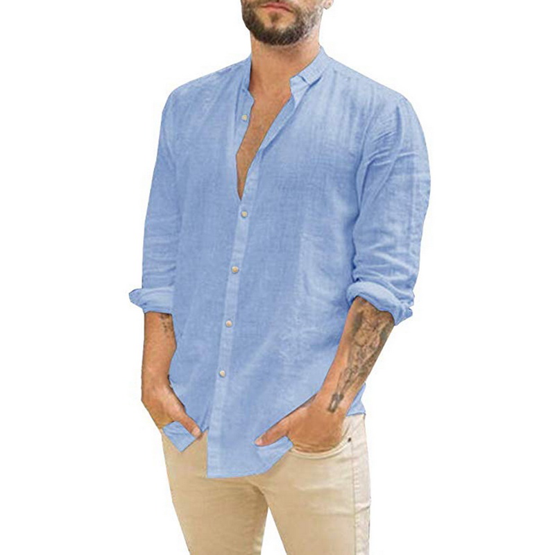2020 Summer Men Shirt Baggy Cotton Linen