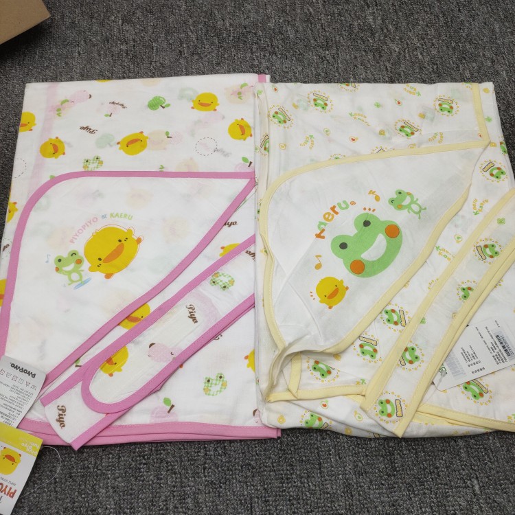 黄色小鸭双层纱布包巾初生婴儿抱被夏季纯棉透气纱布浴巾微瑕