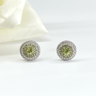 天然橄榄石铜耳钉