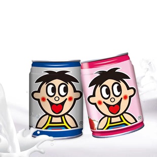 旺旺旺仔牛奶O泡果奶原味草莓味245ml*8铁罐大瓶果汁味饮料包邮