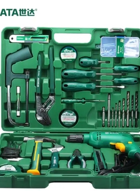 世达58件家用电动工具套装日常安装维修多功能电钻五金组套05156
