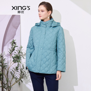 保暖抽绳小棉袄 菱格棉服2024秋冬新款 邢氏女装 显瘦女士宽松大码