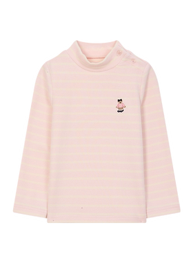 小熊童装保温立领刺绣条纹T恤