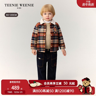 秋冬男宝宝毛绒翻领格纹衬衫 25年新款 Kids小熊童装 TeenieWeenie