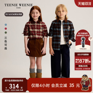 TeenieWeenie Kids小熊童装26年冬季新款男女童宝宝全棉格子衬衫