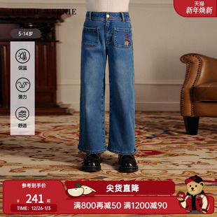 宽松加绒牛仔裤 TeenieWeenie 女童休闲风时尚 25年款 Kids小熊童装