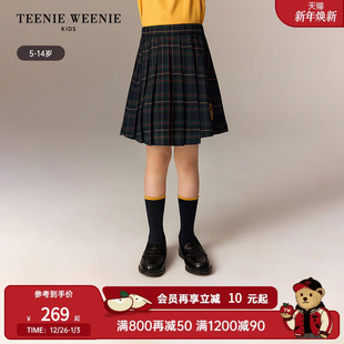 秋冬女童学院风格 25年新款 纹百褶半裙 Kids小熊童装 TeenieWeenie