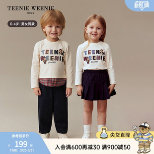 T恤衫 舒适男女宝宝假两件字母长袖 Kids小熊童装 TeenieWeenie