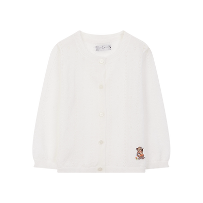 小熊童装镂空纯色开衫毛衣