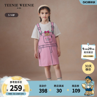 新款 TeenieWeenie Kids小熊童装 24年夏季 女童卡通背带印花连衣裙