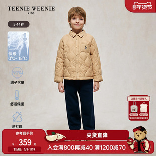 TeenieWeenie Kids小熊童装秋冬季款男童翻领短款纯色夹克羽绒服