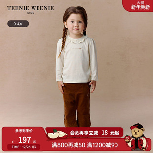 女宝宝甜美风花边领长袖 25年新款 T恤 Kids小熊童装 TeenieWeenie