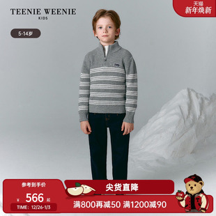 25年新秋冬男童半拉链立领条纹羊毛衫 TeenieWeenie Kids小熊童装
