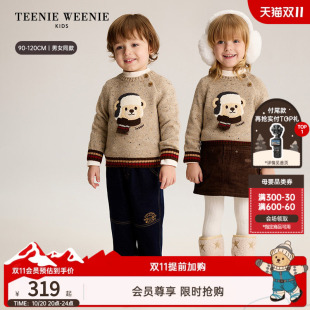 TeenieWeenie Kids小熊童装26年冬季新款男女宝复古花纱套头毛衣