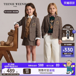 TeenieWeenie Kids小熊童装26年秋新款男女童英伦千鸟格外套西装
