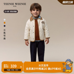 菱格撞色棉服外套 24秋冬男女宝宝短款 TeenieWeenie Kids小熊童装