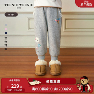 秋冬女宝宝加绒蕾丝印花卫裤 25年新款 Kids小熊童装 TeenieWeenie