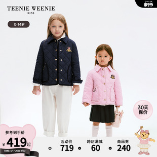 TeenieWeenie 女童宝宝菱形格棉服外套 Kids小熊童装 24年春新款