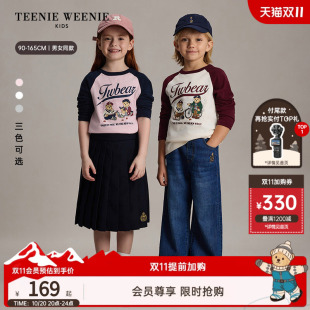 TeenieWeenie Kids小熊童装26年秋季新款男女童宝印花插肩长袖T恤