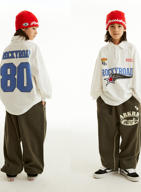 ROCKYROAD hiphop街舞潮服套装美式少儿街舞演出服数字印花衬衣