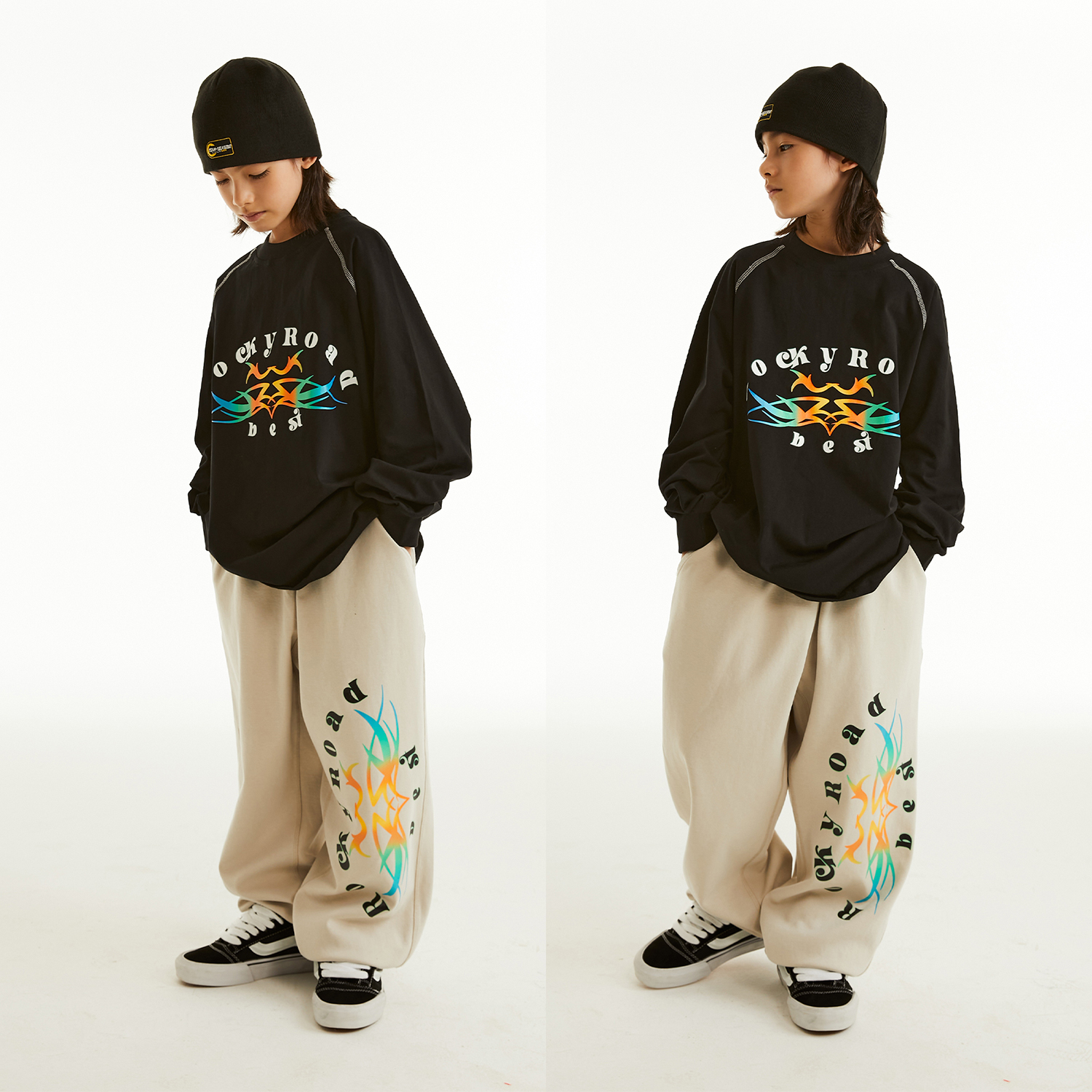 ROCKYROAD童装少儿街舞演出服套装圆领套头卫衣hiphop街舞潮服