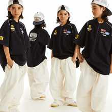 ROCKYROAD LOGO印花短袖嘻哈中性纯棉T恤套装儿童街舞潮服hiphop